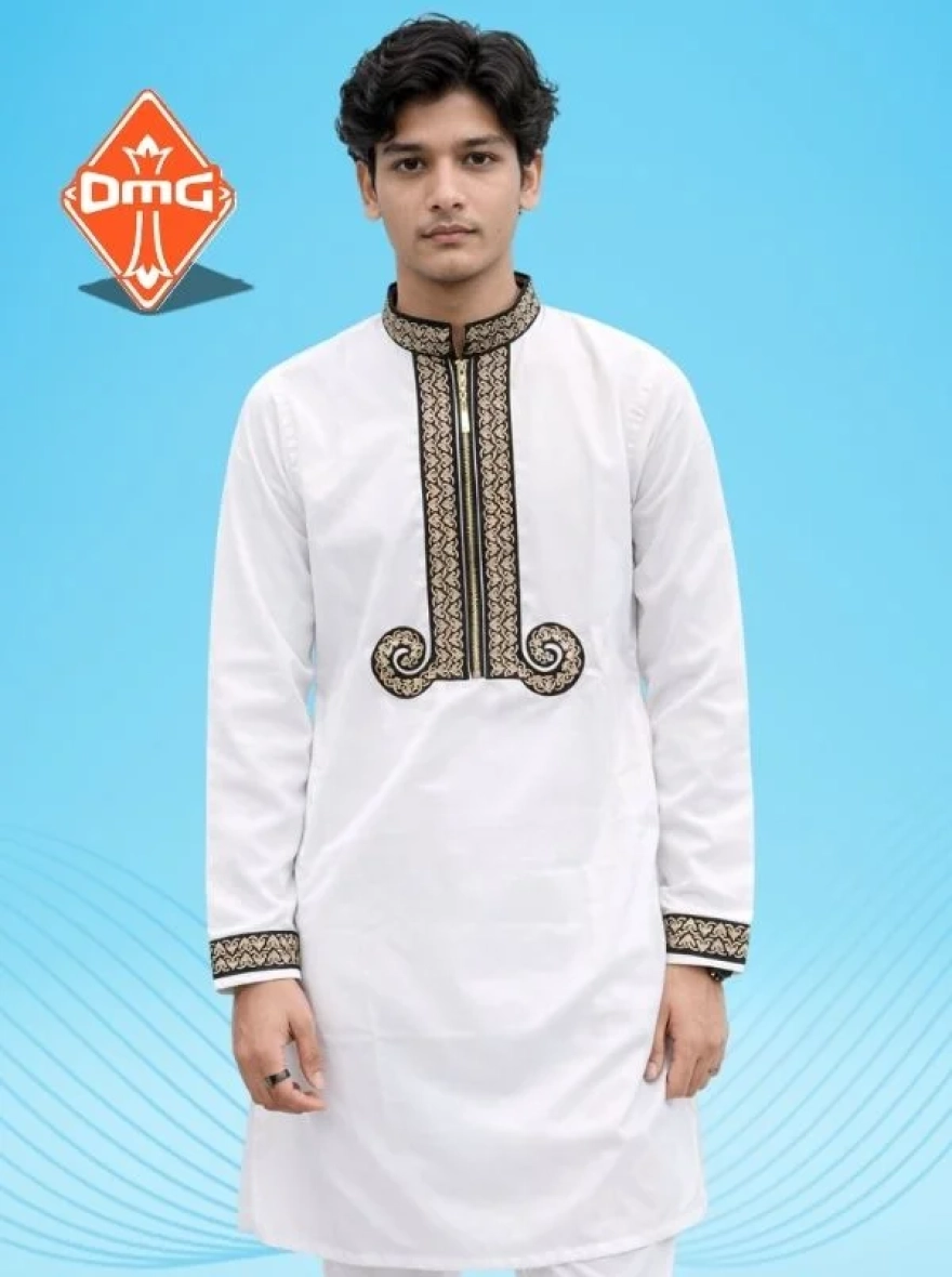 Premium Midnight Navy Embroidery Panjabi