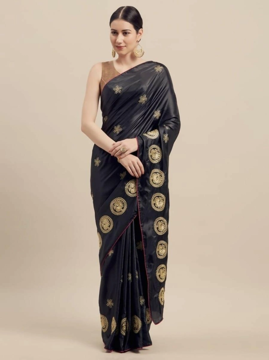 Soft Silk Screen Printed Premium Katan Sharee with Blouse - Jaguar