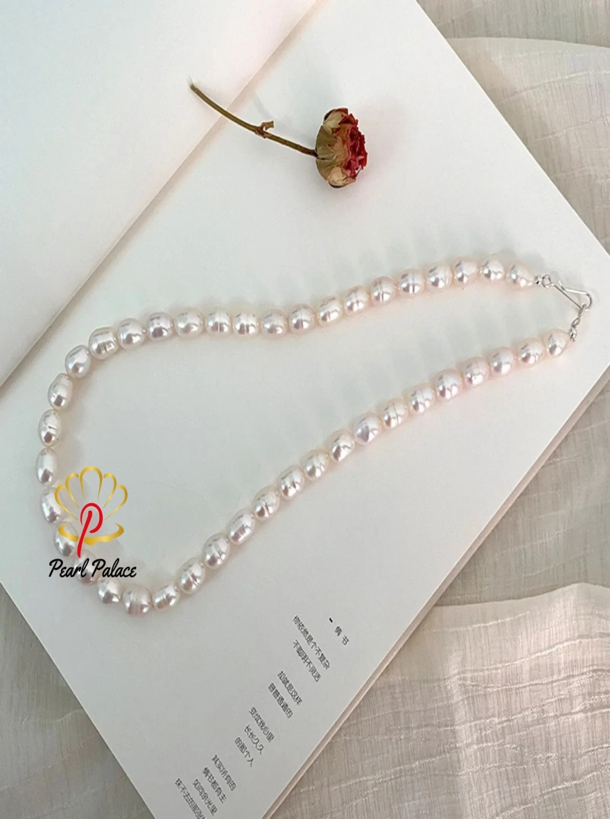 Real Freshwater Pearl Necklace 925 Sterling Silver Clasp Jewelry for Women