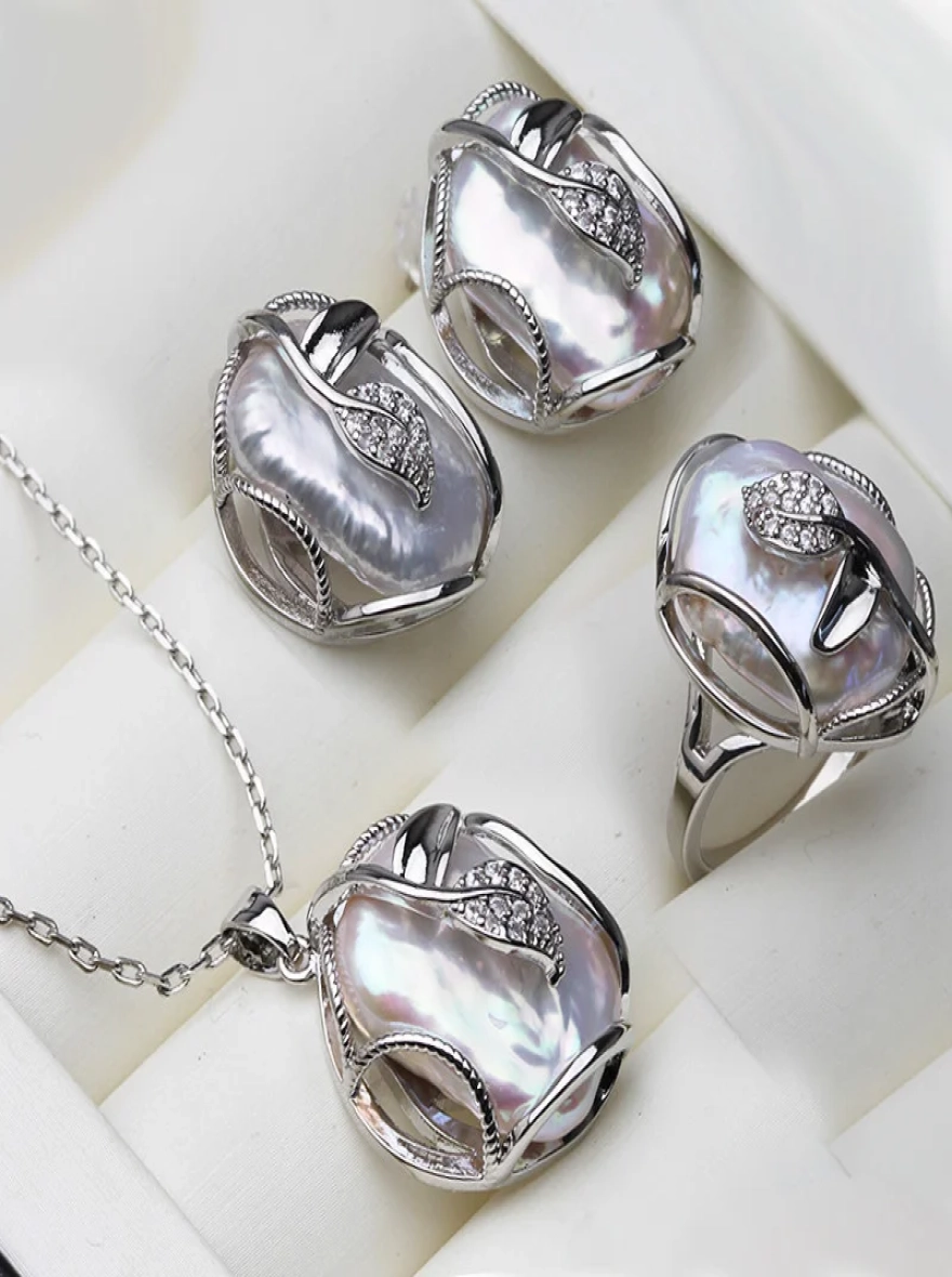 Mother of Pearls combo Set Silver color