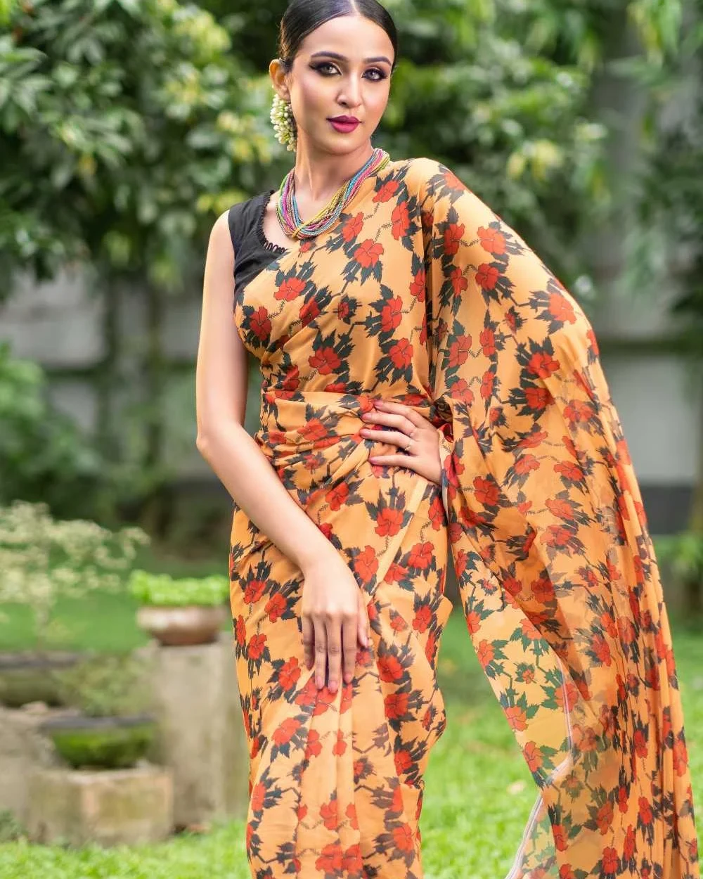 Joba Mustard Saree