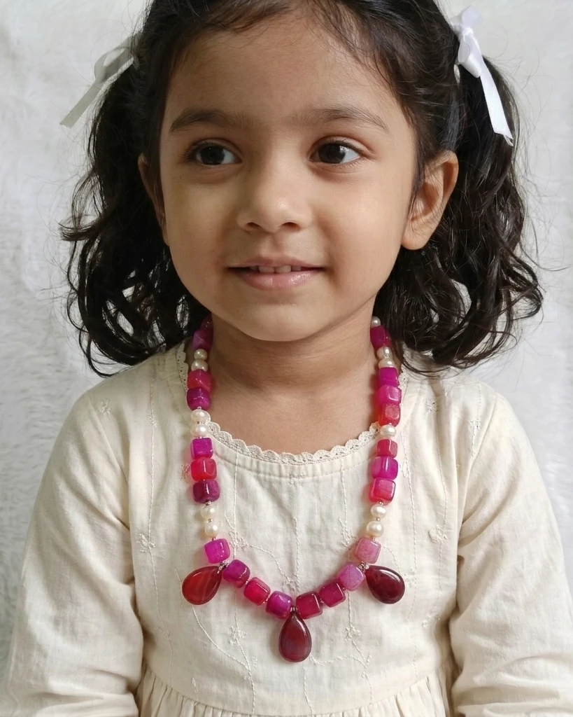 Baby Necklace pearl and Stone Combination