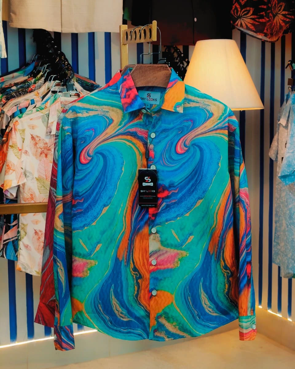 Prism Swirl Abstract Long Sleeve Shirt