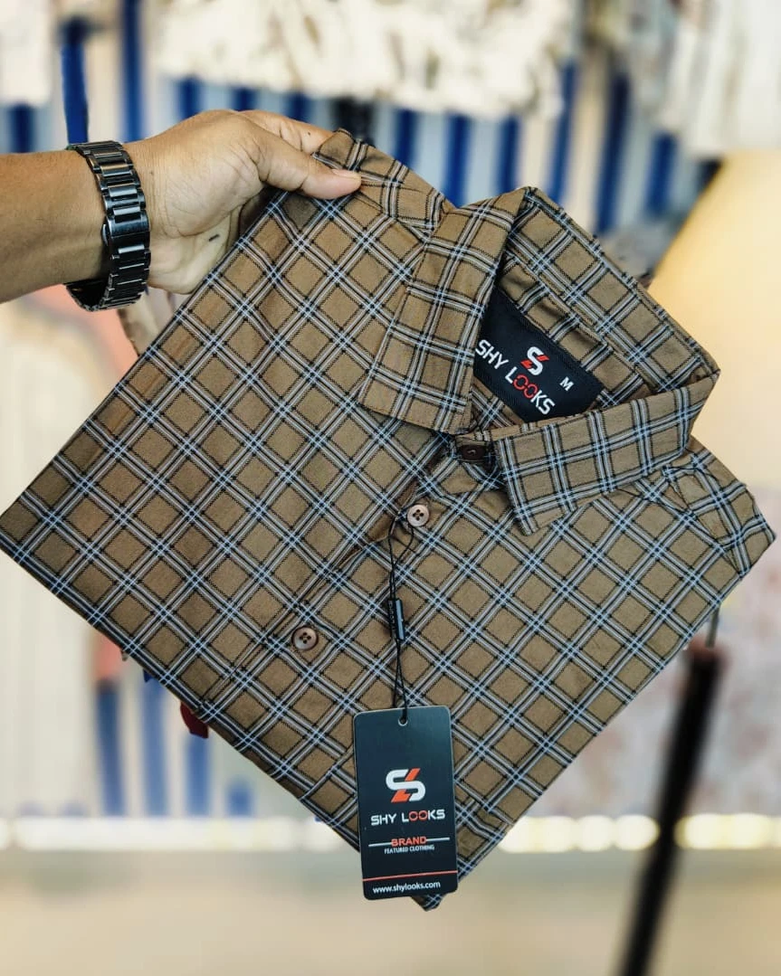 Amber Roast Grid Check Cotton Shirt