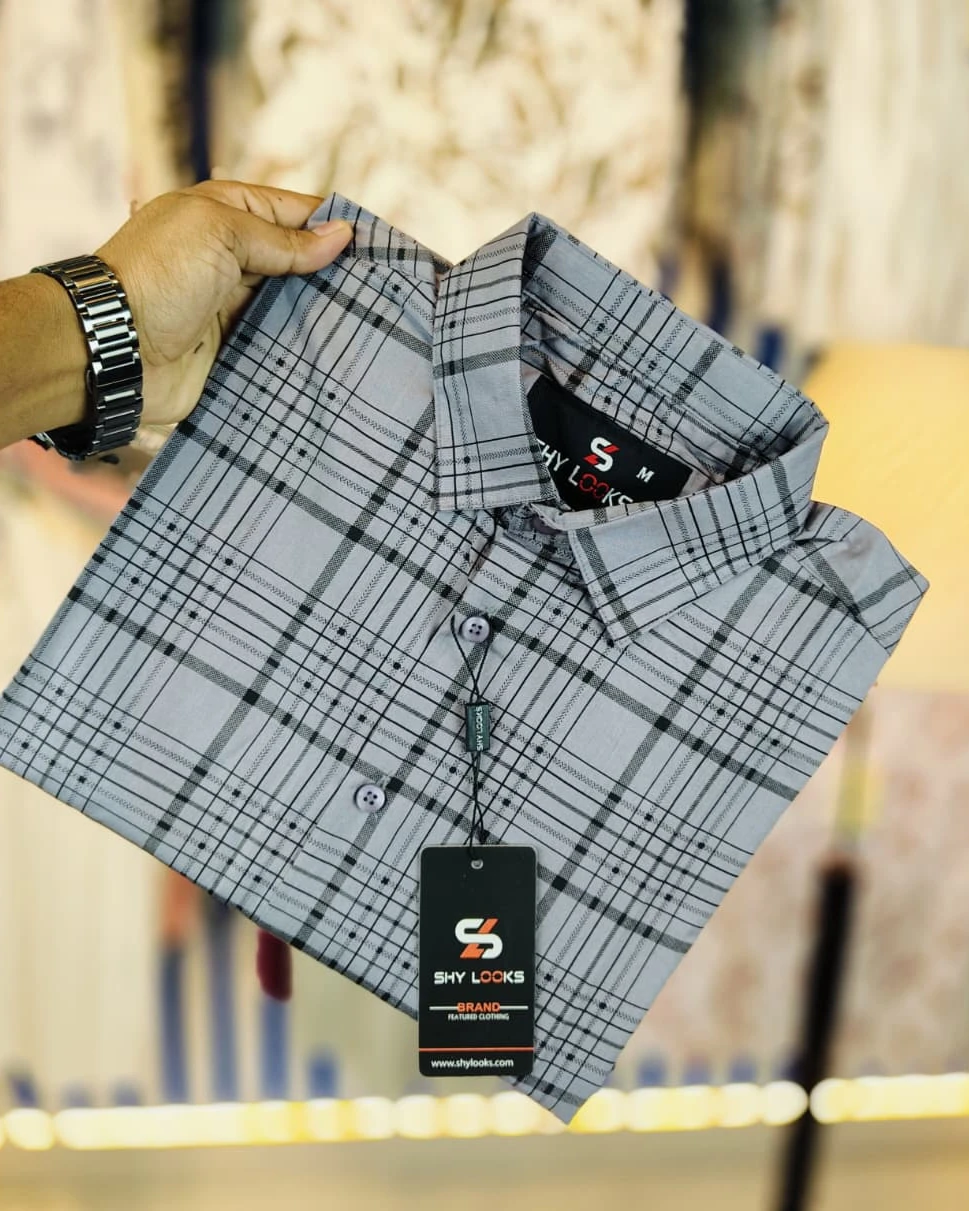 Slate Grey Heritage Check Cotton Shirt