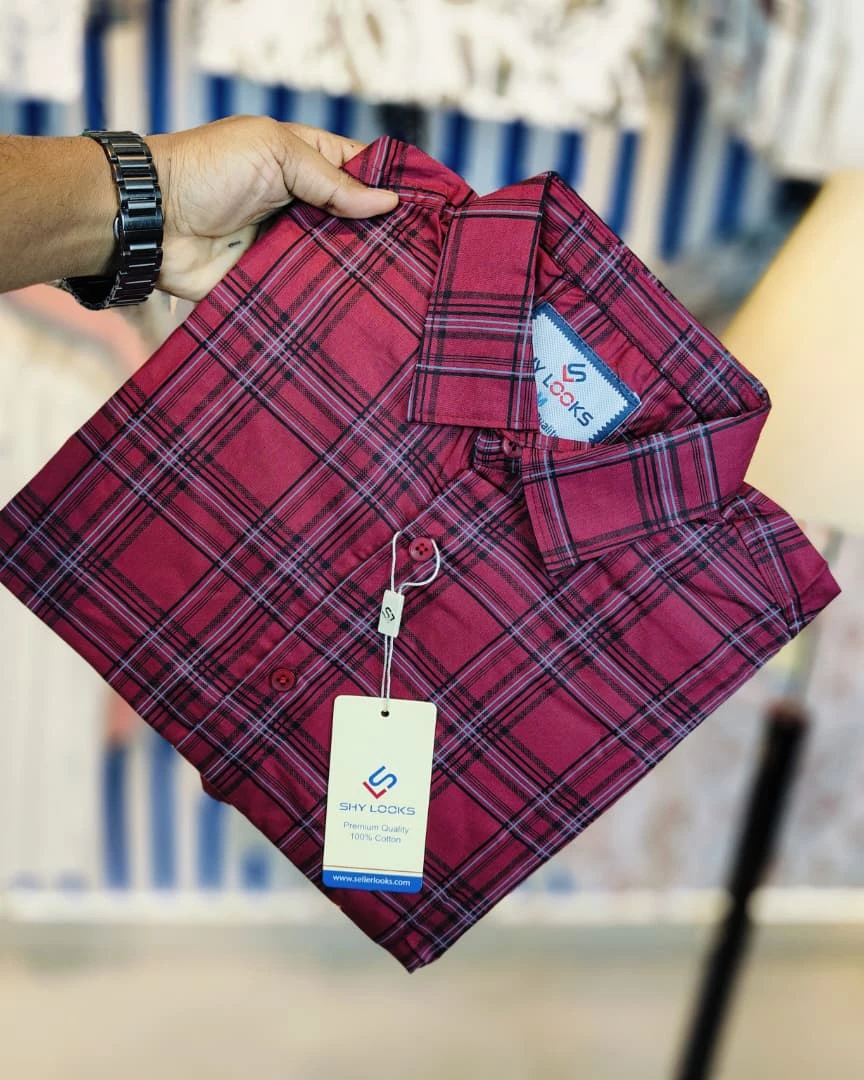 Berry Wine Plaid Premium Cotton Shirt