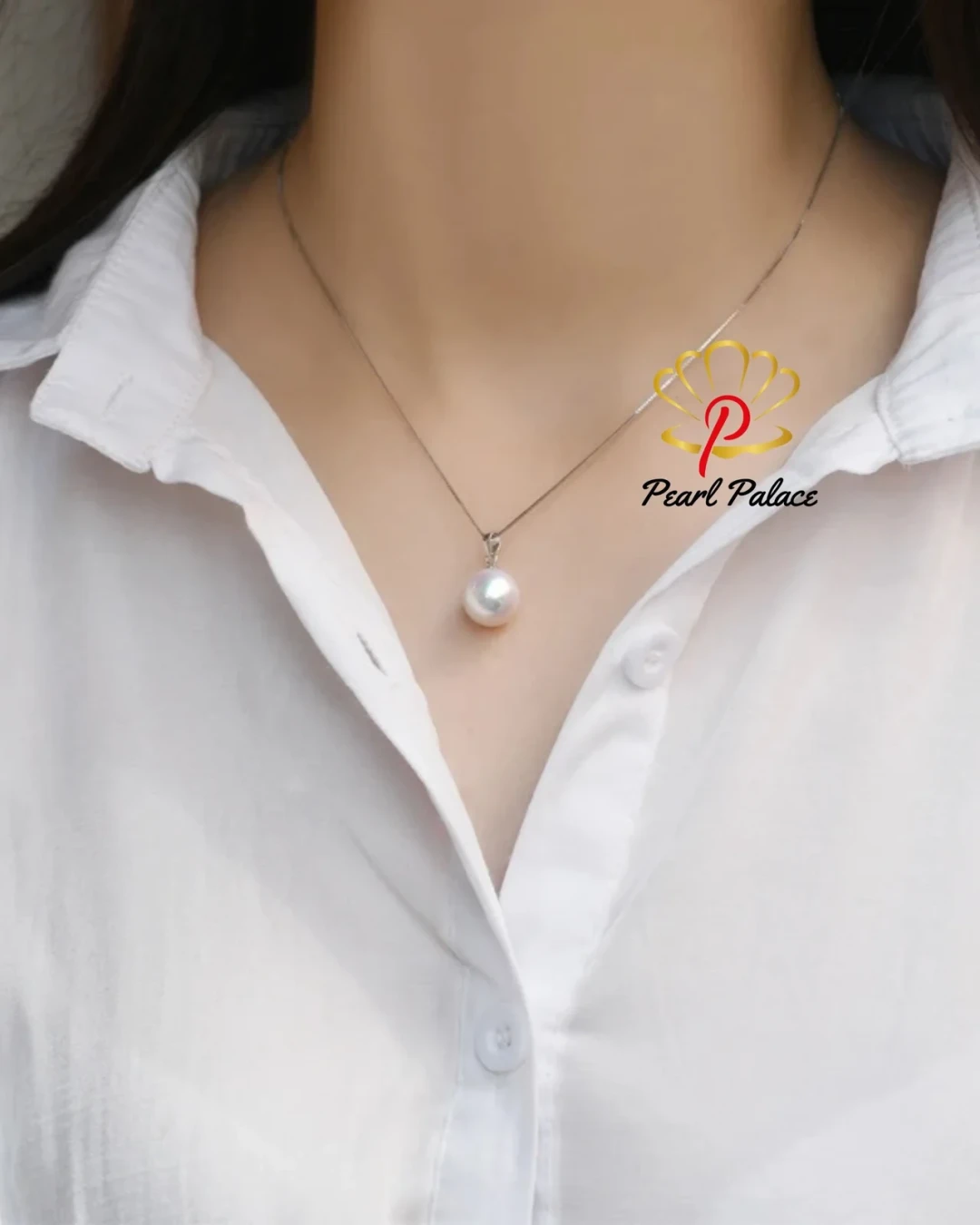 Big Natural Freshwater Pearl Necklace 925 Sterling Silver Round Pendant for Women