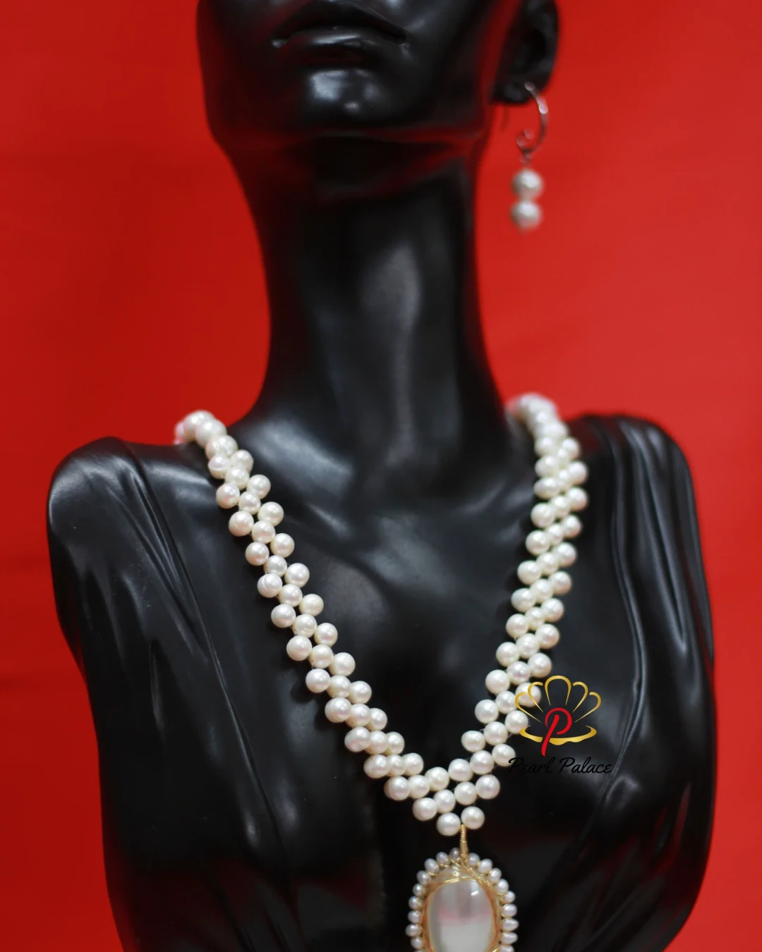 Freshwater Round Pearl Pendant Necklace & Earring Set