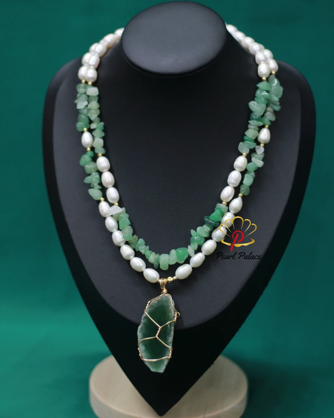 Rice pearl & penna stone With pendant