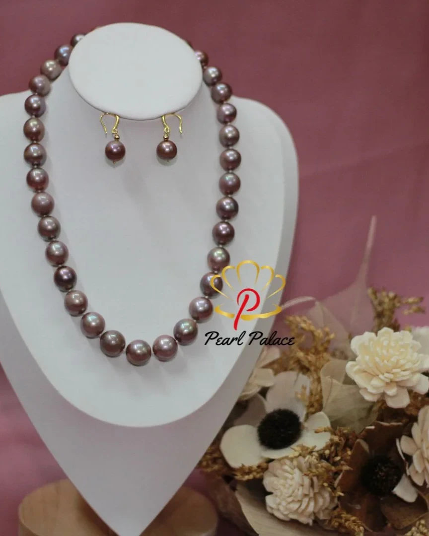 South Sea Pearl Purple Color Necklace Set