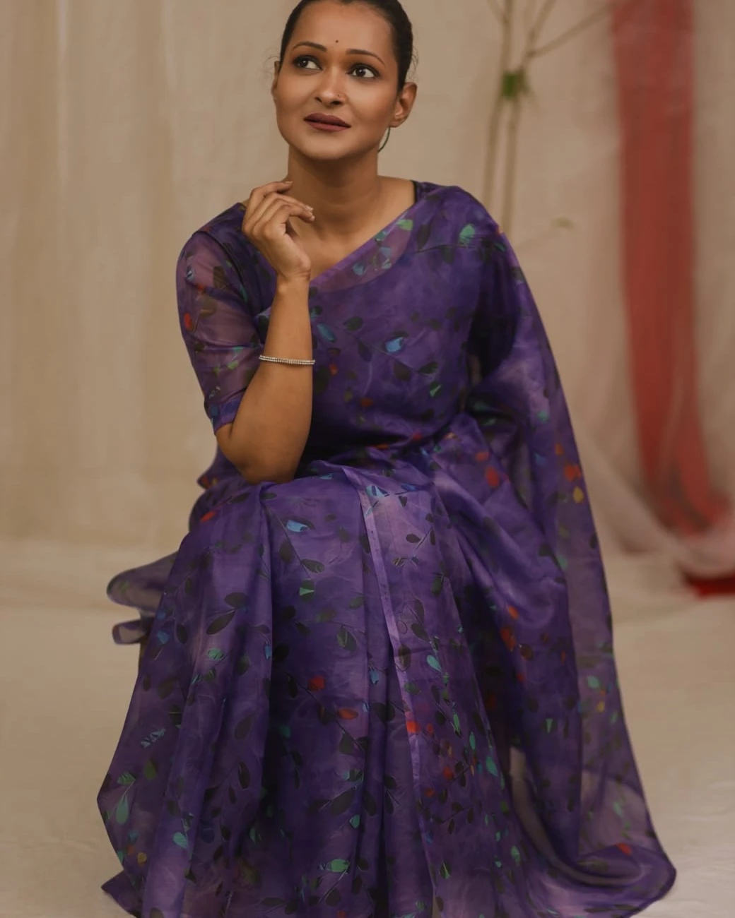 Royal Violet Petal Tangail Muslin Saree