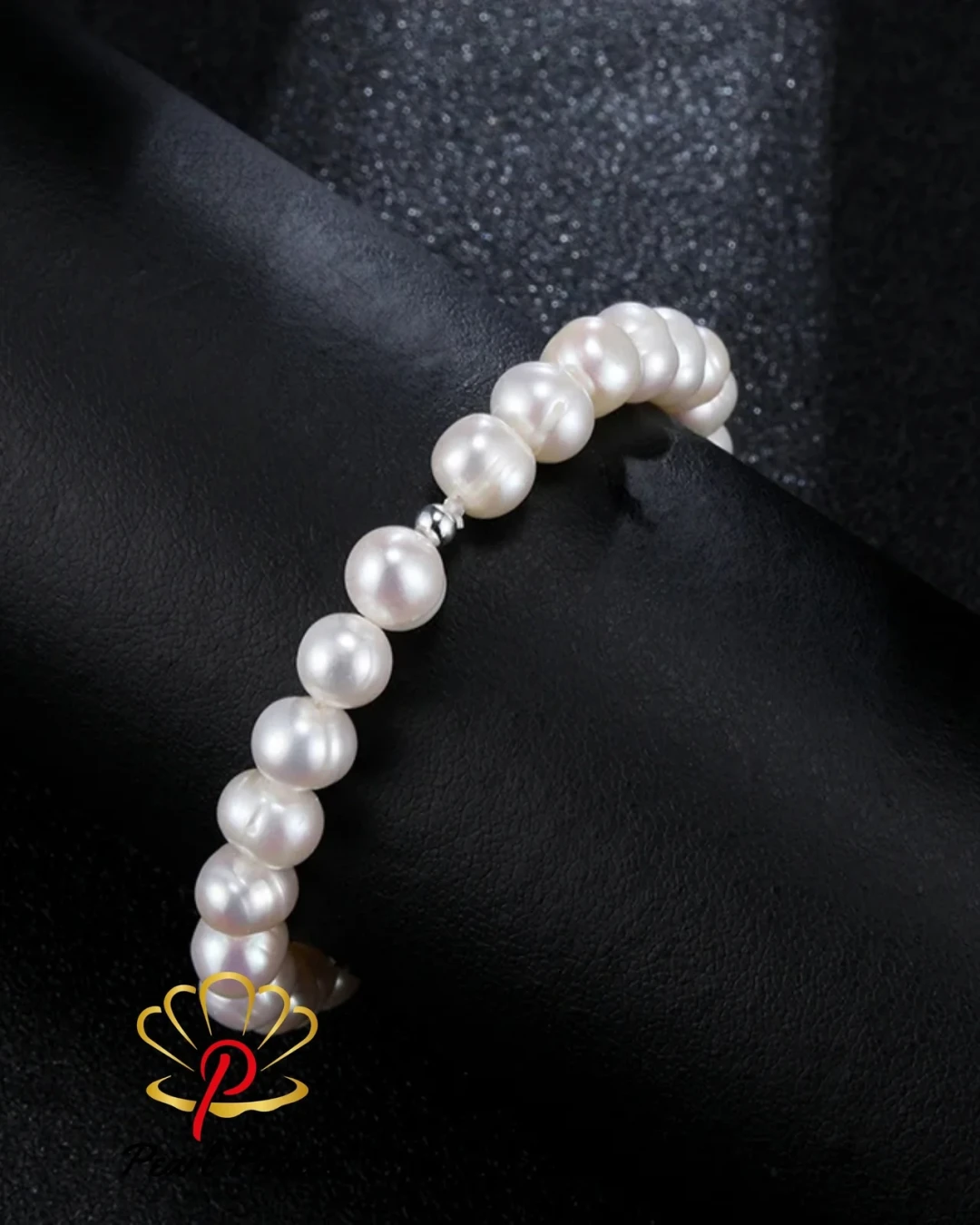 6-7mm Natural Freshwater White Pearls Punch Elastic Rope Bracelet AA Flat Round