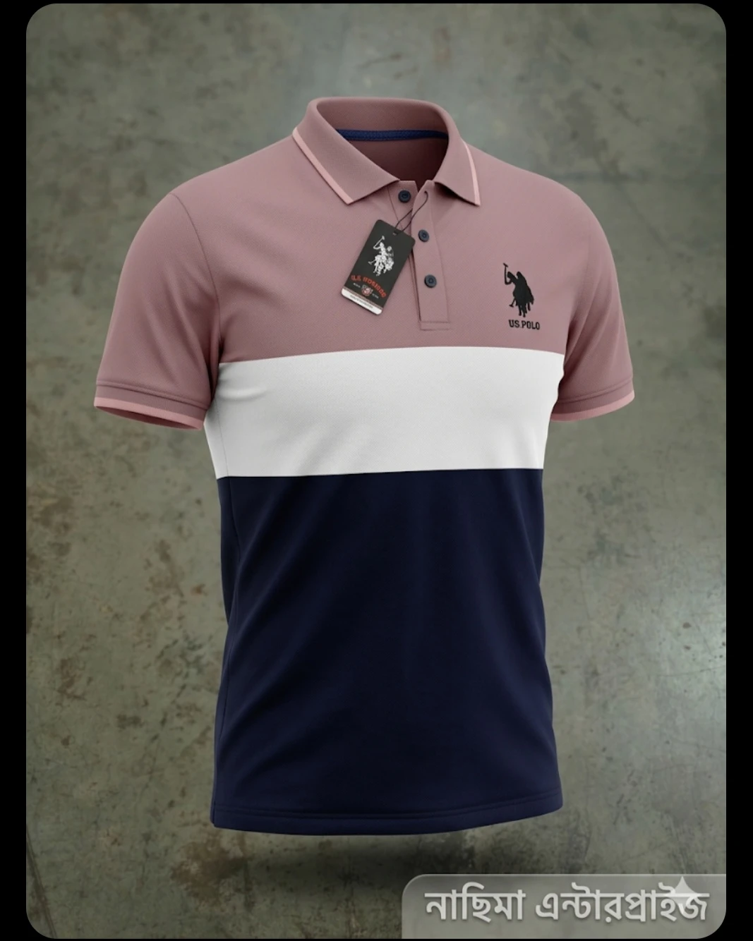 Mauve & Navy Tri-Tone Sport Polo