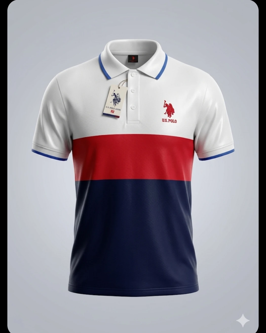 Tricolor Heritage Navy & Crimson Polo