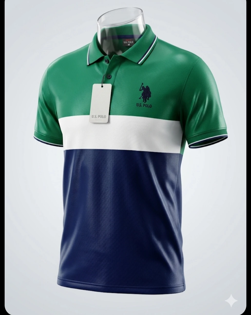Forest Green & Navy Color-Block Polo