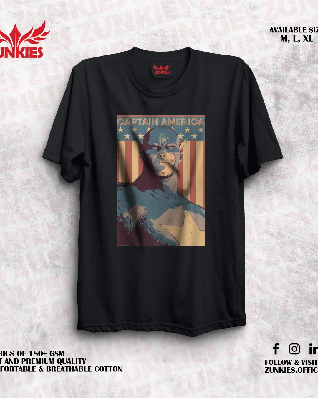 Captain America - Zunkies Oversized Drop Shoulder T-shirt