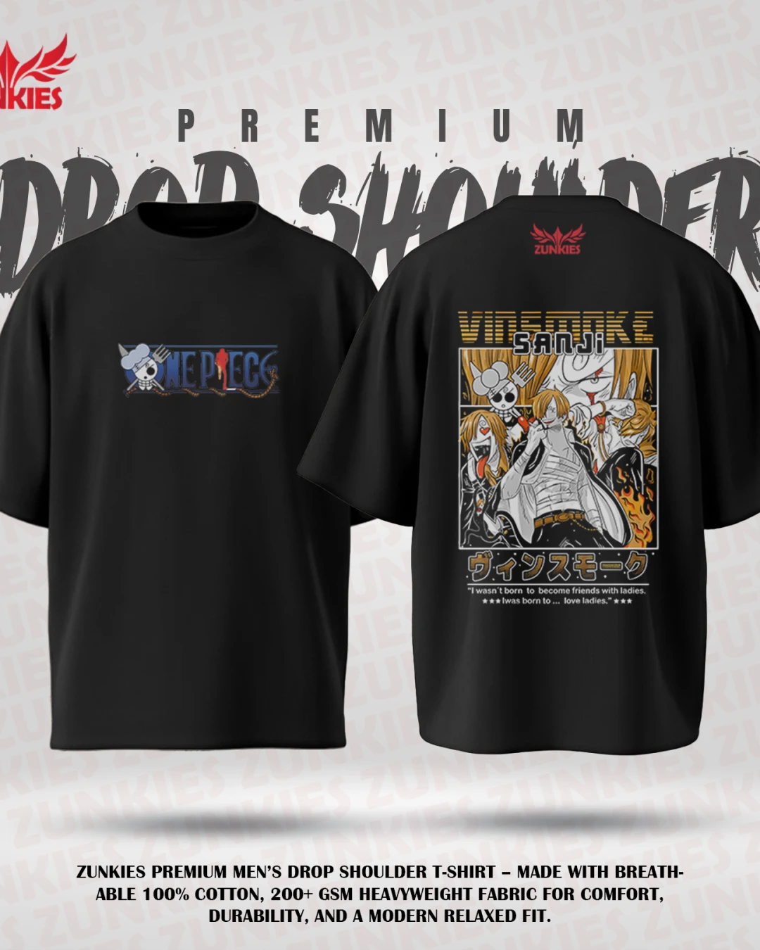 One Peace - Zunkies Premium Collection - Oversized Drop Shoulder T-shirt