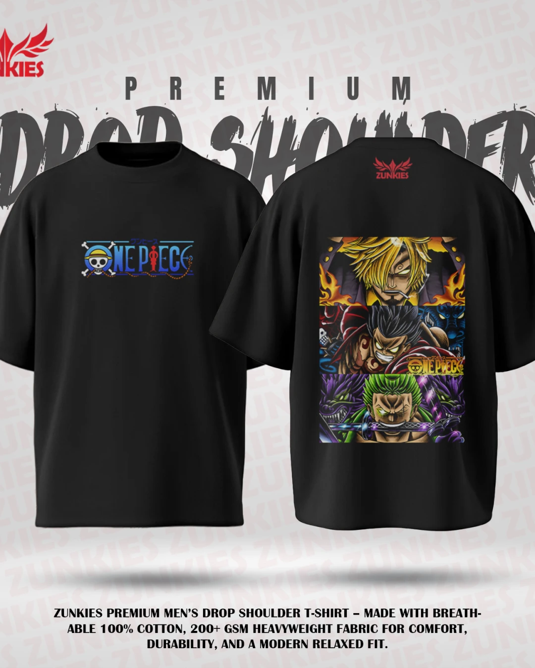 One Peace - Zunkies Premium Collection - Oversized Drop Shoulder T-shirt-4
