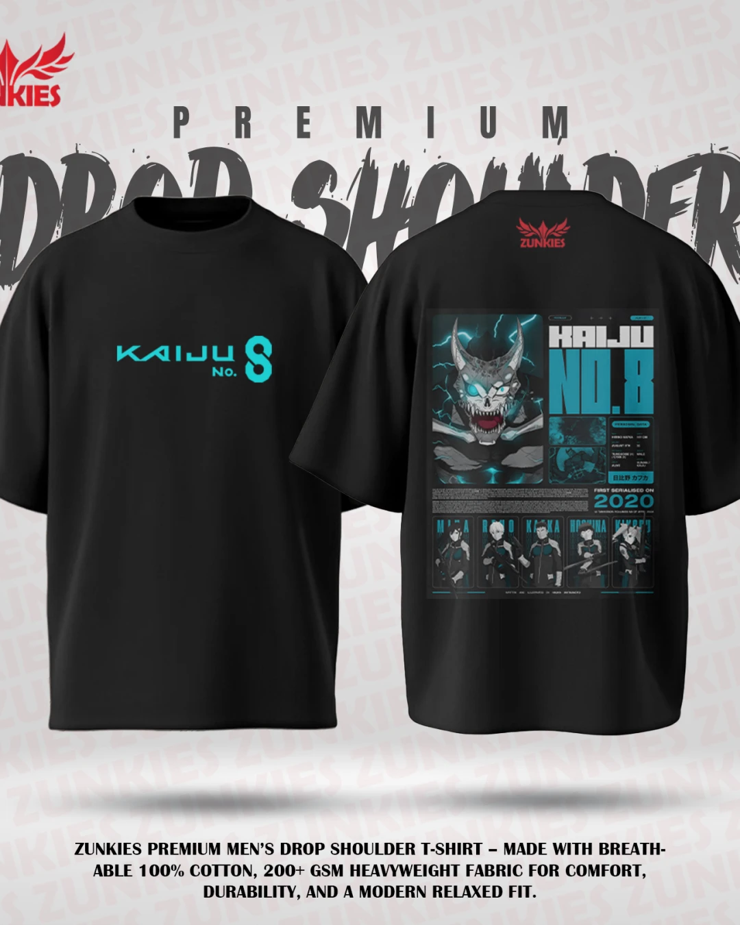 Kaiju No 8 - Zunkies Premium Collection - Oversized Drop Shoulder T-shirt-2