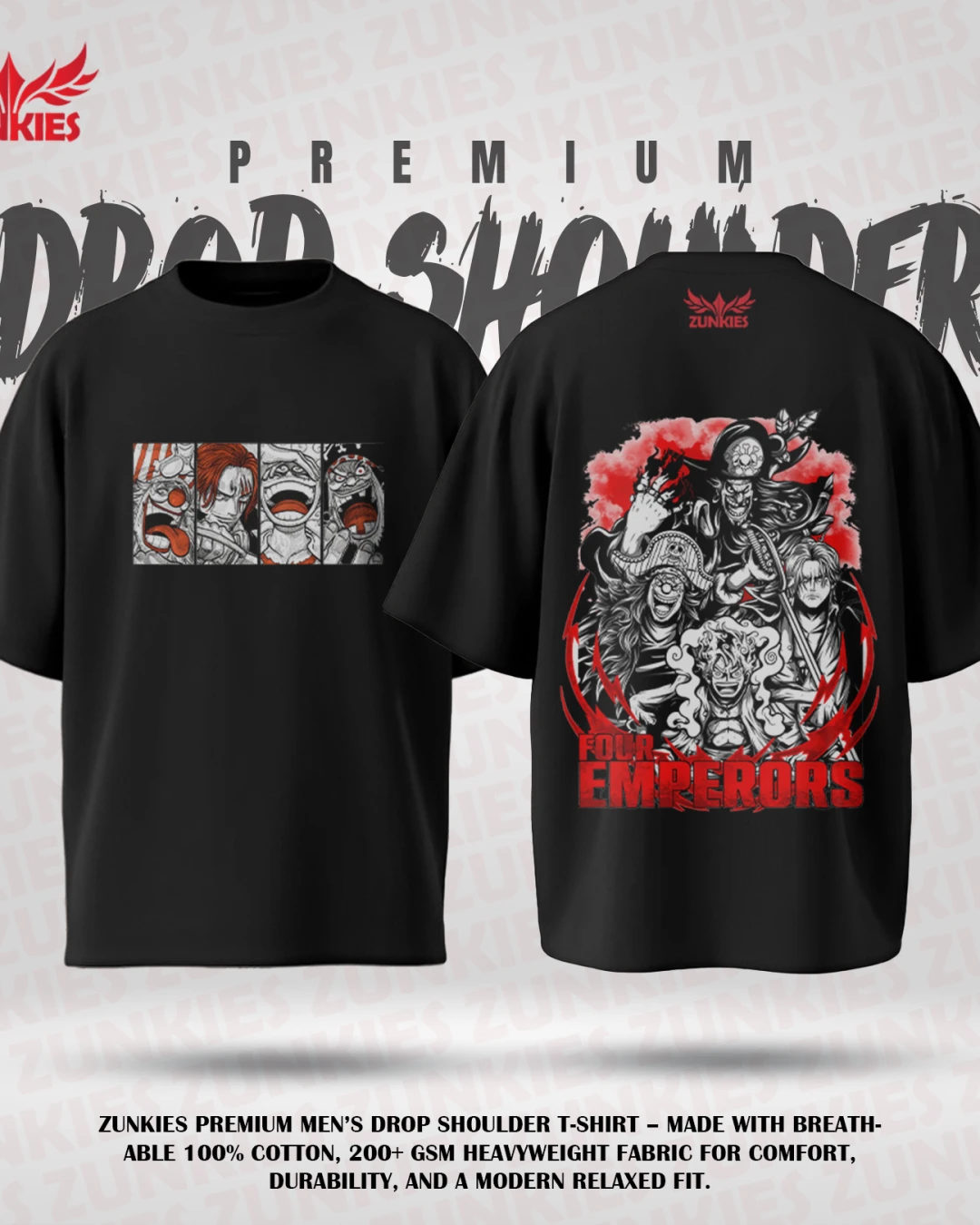 One Peace - Zunkies Premium Collection - Oversized Drop Shoulder T-shirt-7