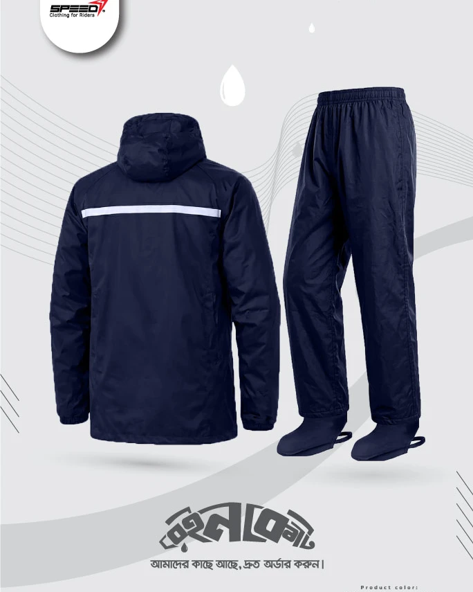 Speedy Premium Rain Coat for Men-Navy Blue