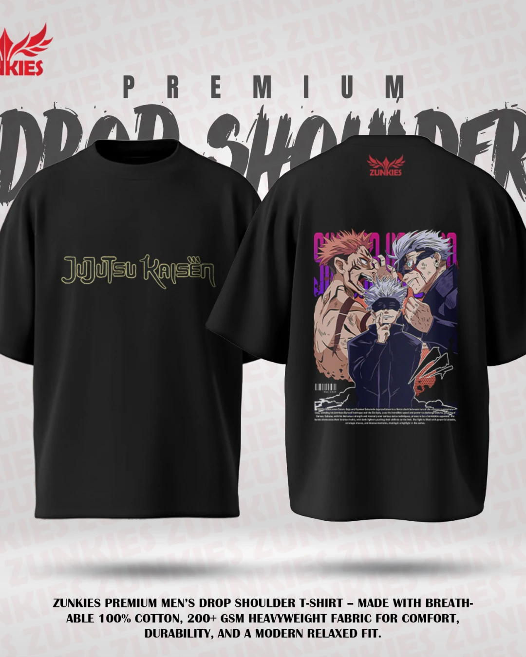 Jujutsu Kaisen - Zunkies Premium Collection - Oversized Drop Shoulder T-shirt-4