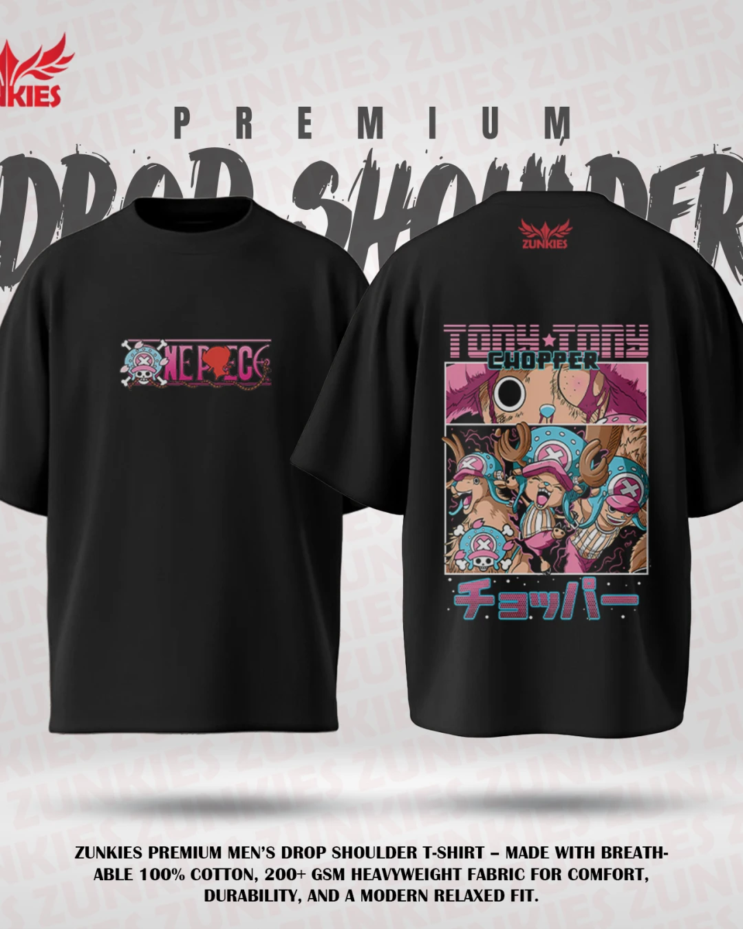 One Peace - Zunkies Premium Collection - Oversized Drop Shoulder T-shirt-9