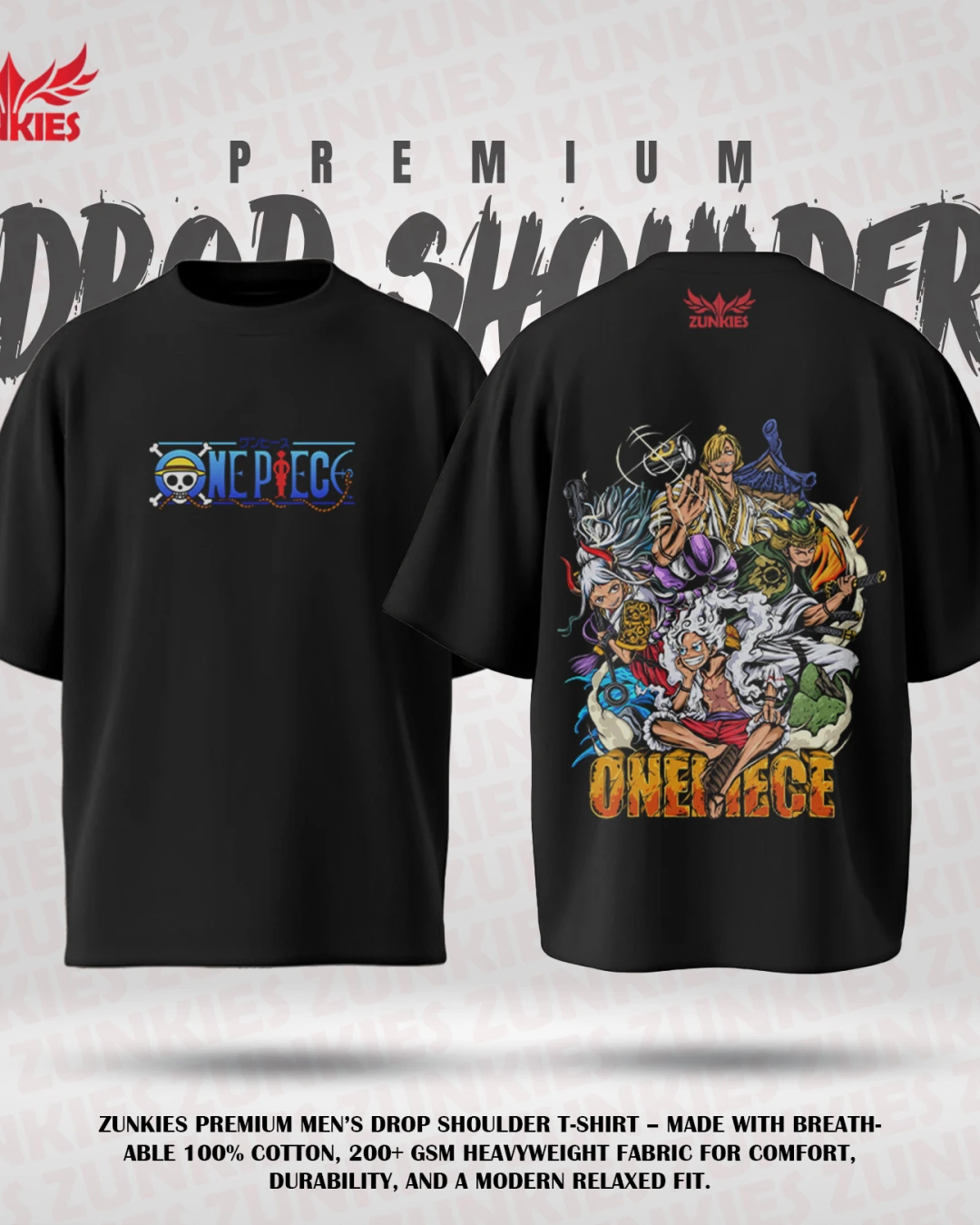 One Peace - Zunkies Premium Collection - Oversized Drop Shoulder T-shirt-10