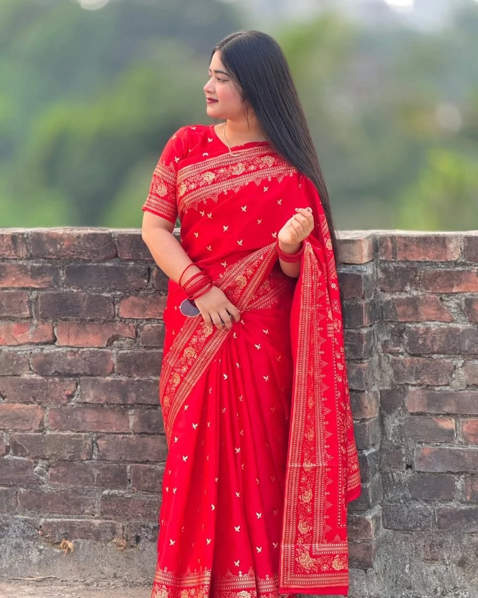 Vermilion Starlet Heritage Saree