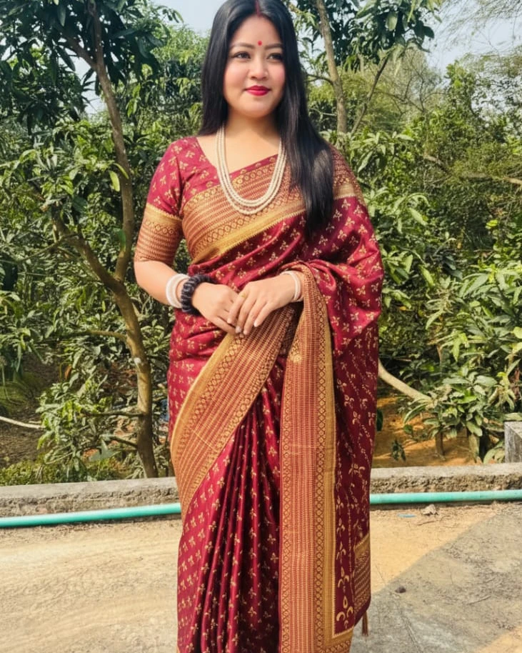 Maroon Heritage Silk Saree