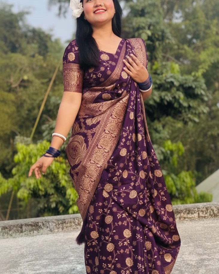 Deep Wine Celestial Silk Saree