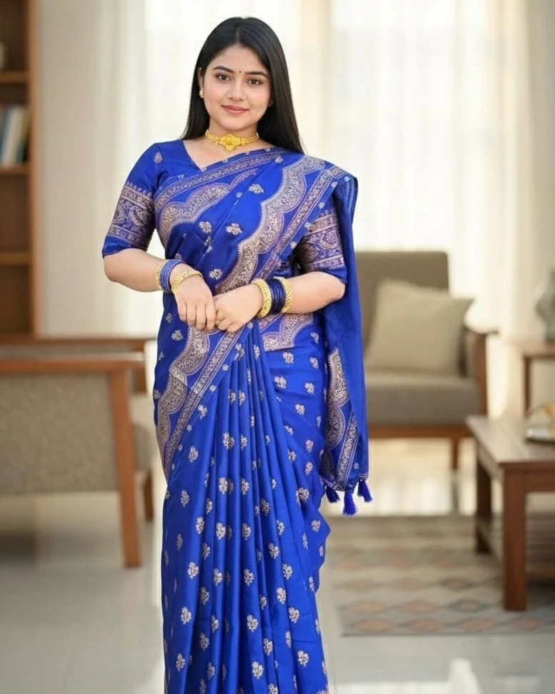 Royal Blue Scallop Saree