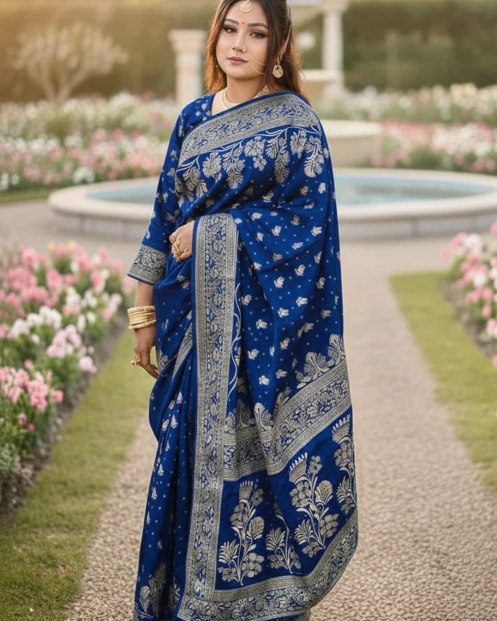 Electric Blue Heritage Saree
