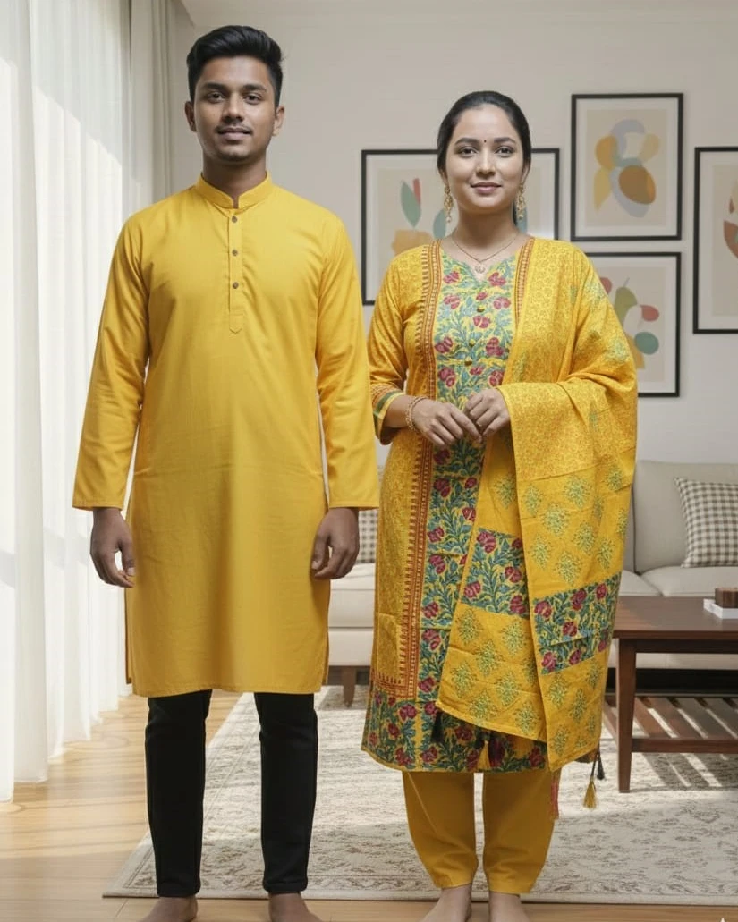 Golden Yellow Teal Bordered Set