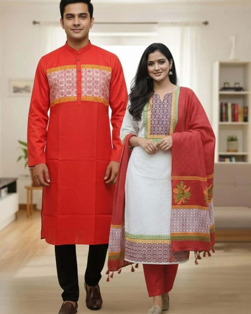 Vibrant Scarlet & White Traditional Motif Set