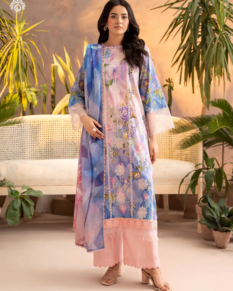 Pakistani Gullbano by Gull Jee Unstitched – Rosy Azure Radiance