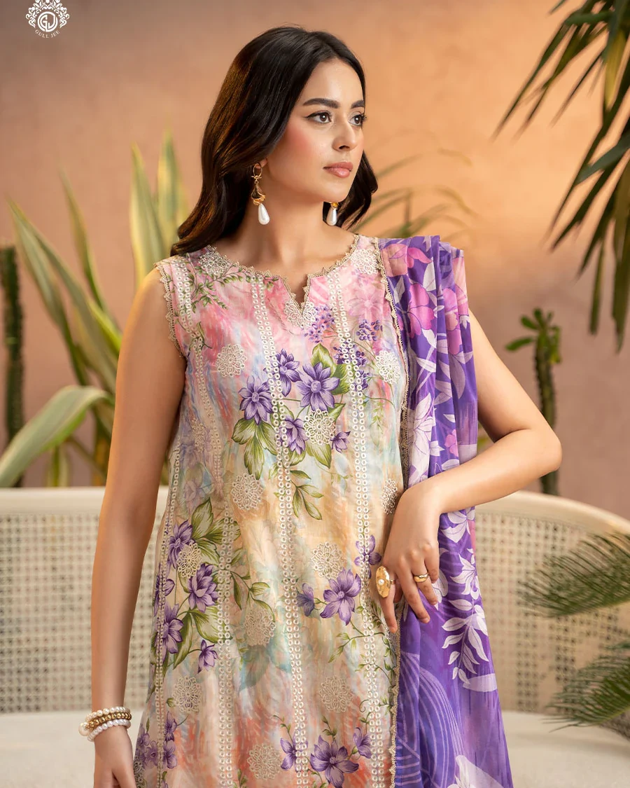 Pakistani Gullbano by Gull Jee Unstitched – Sunset Violet Bloom