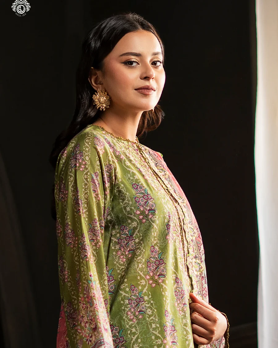Pakistani Sorrel by Gull Jee Embroidered Unstitched 3 Piece Lawn- Lime– 