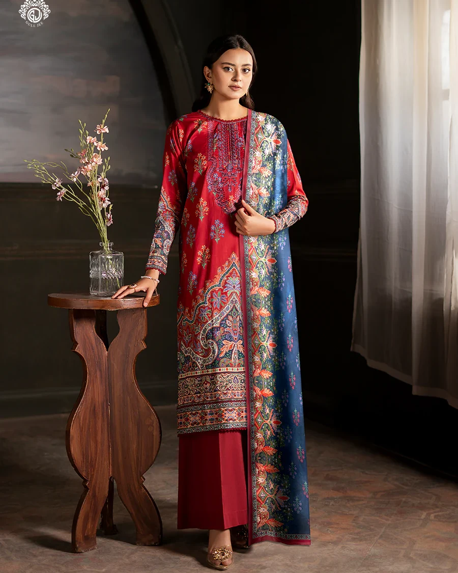 Pakistani Sorrel by Gull Jee Unstitched – Ruby Heritage Bloom