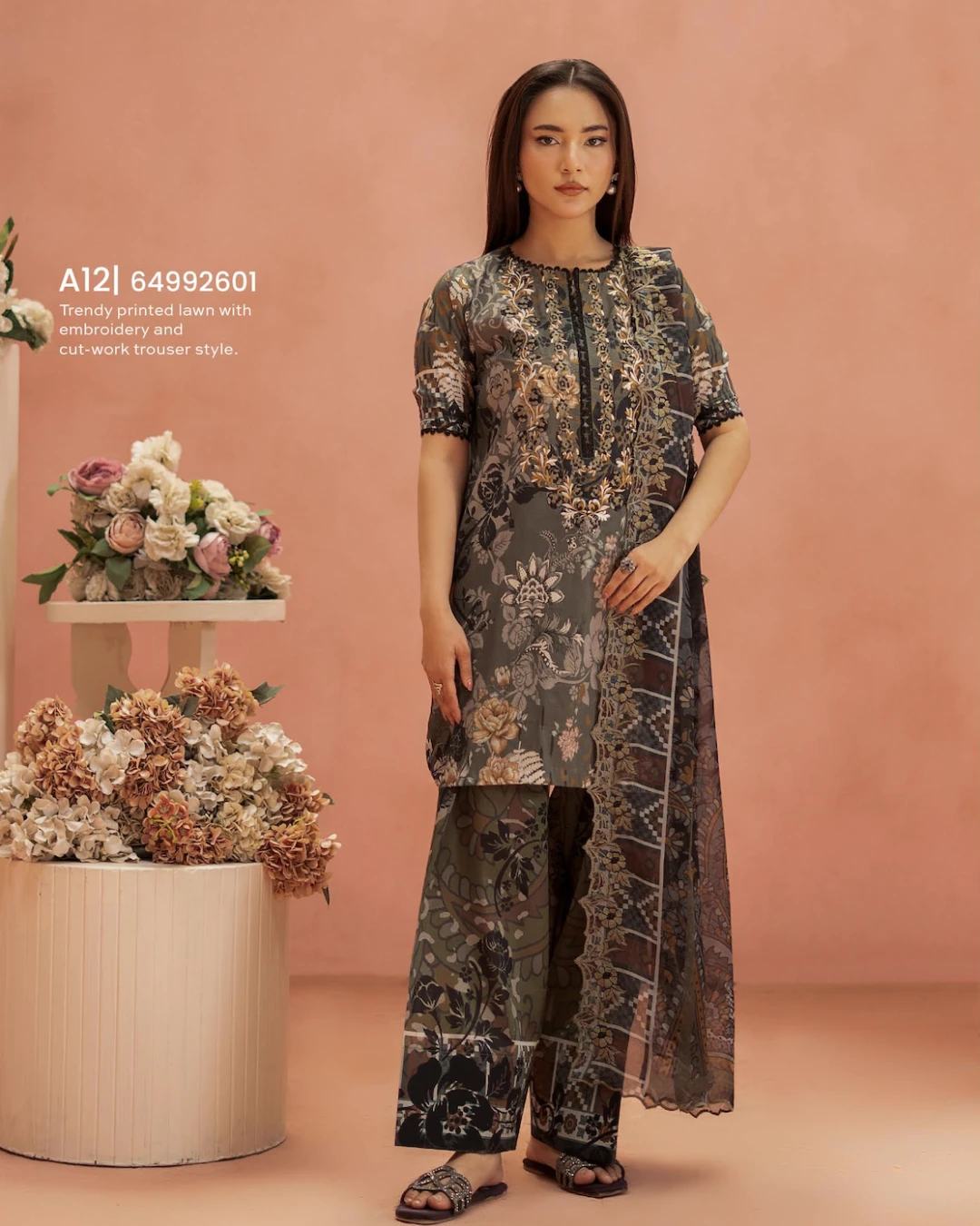 Pakistani Ziva Gull Jee Unstitched – Azure Botanical Edition