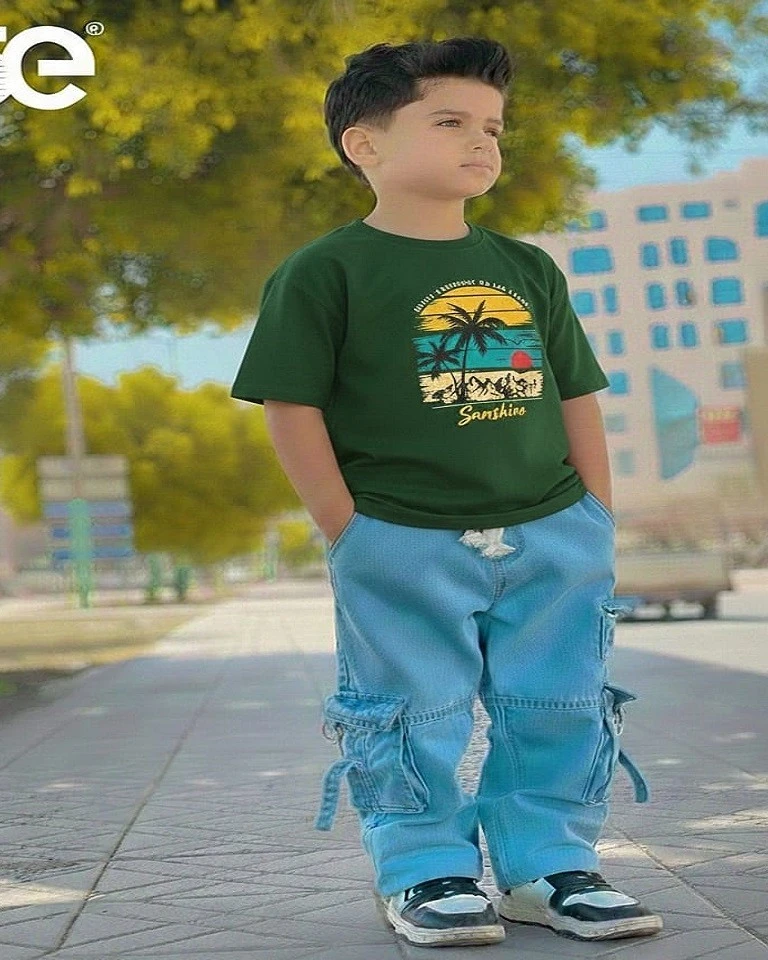 Premium Quality Denim Pants and T-Shirt Set for Kids-1079