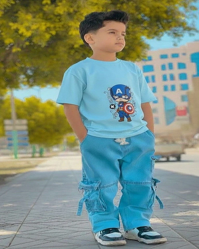 Premium Quality Denim Pants and T-Shirt Set for Kids-1081