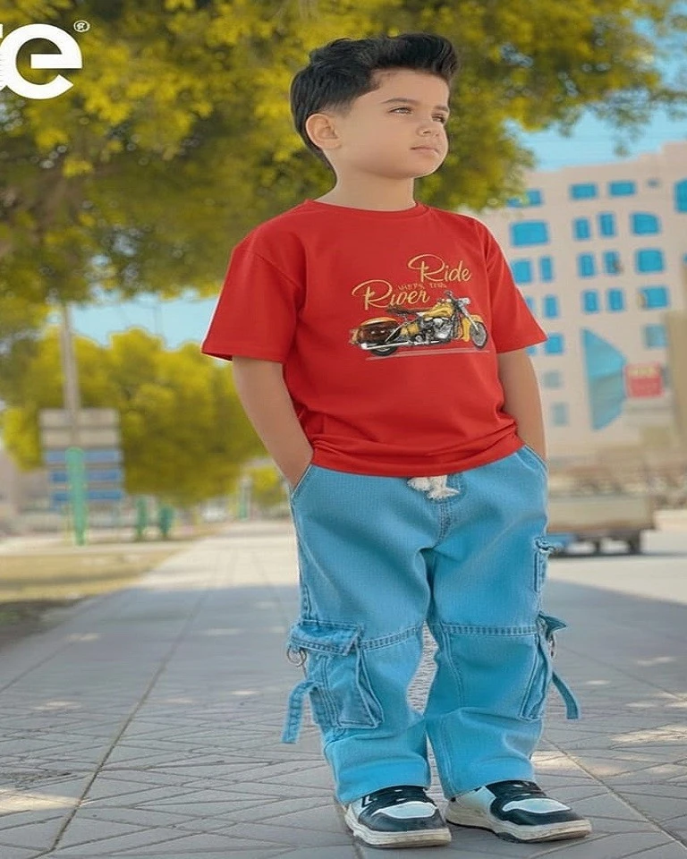 Premium Quality Denim Pants and T-Shirt Set for Kids-1082