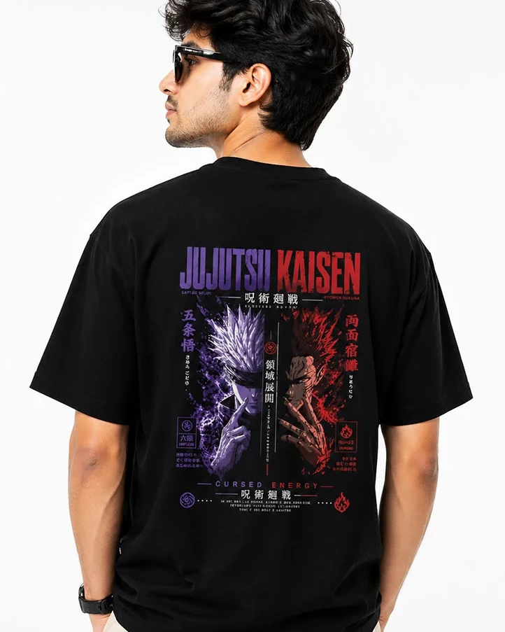 Jujutsu Kaisen Cursed Energy — Designer Dual Print Drop Shoulder Tee