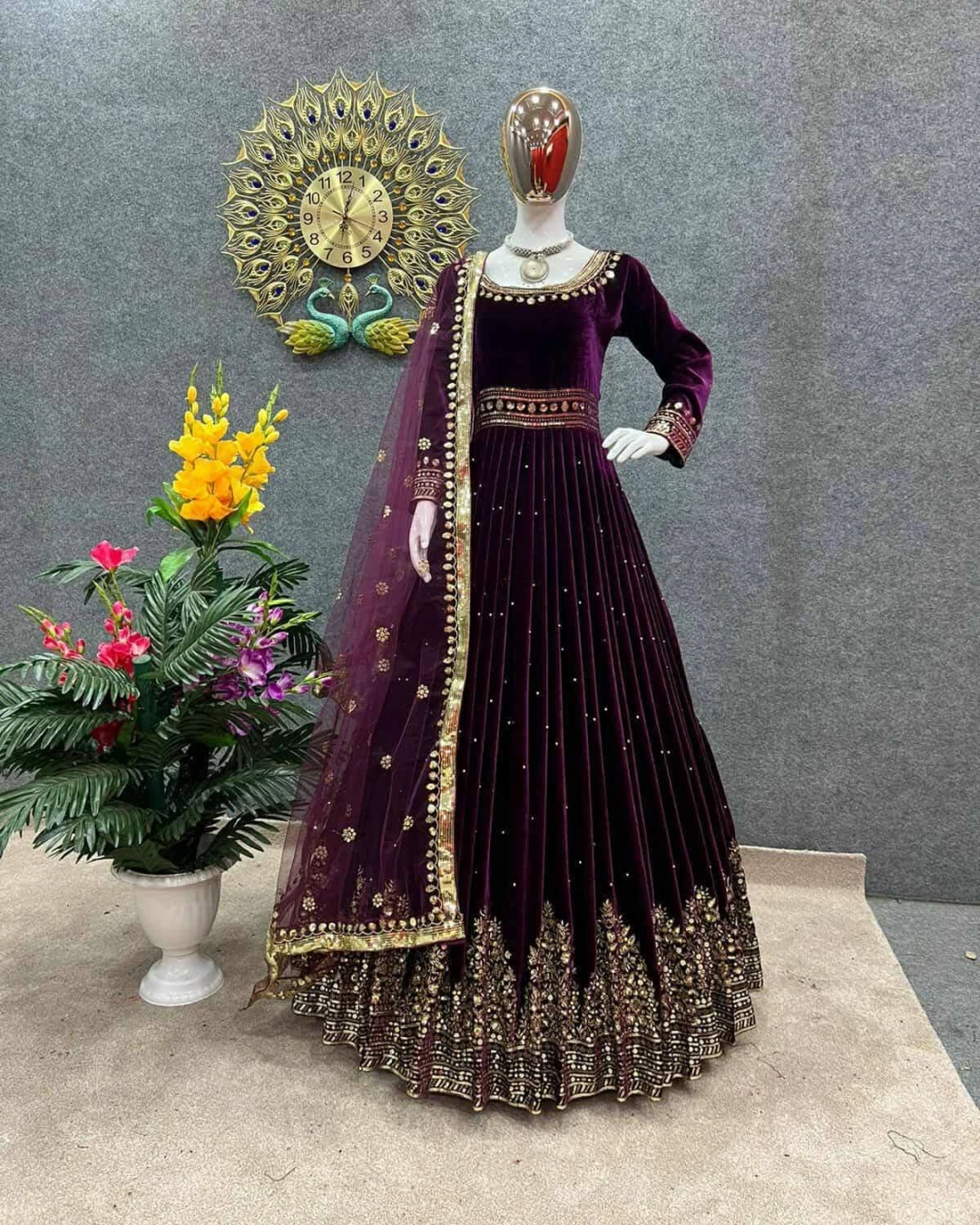 Majestic Plum Velvet Exclusive Gown
