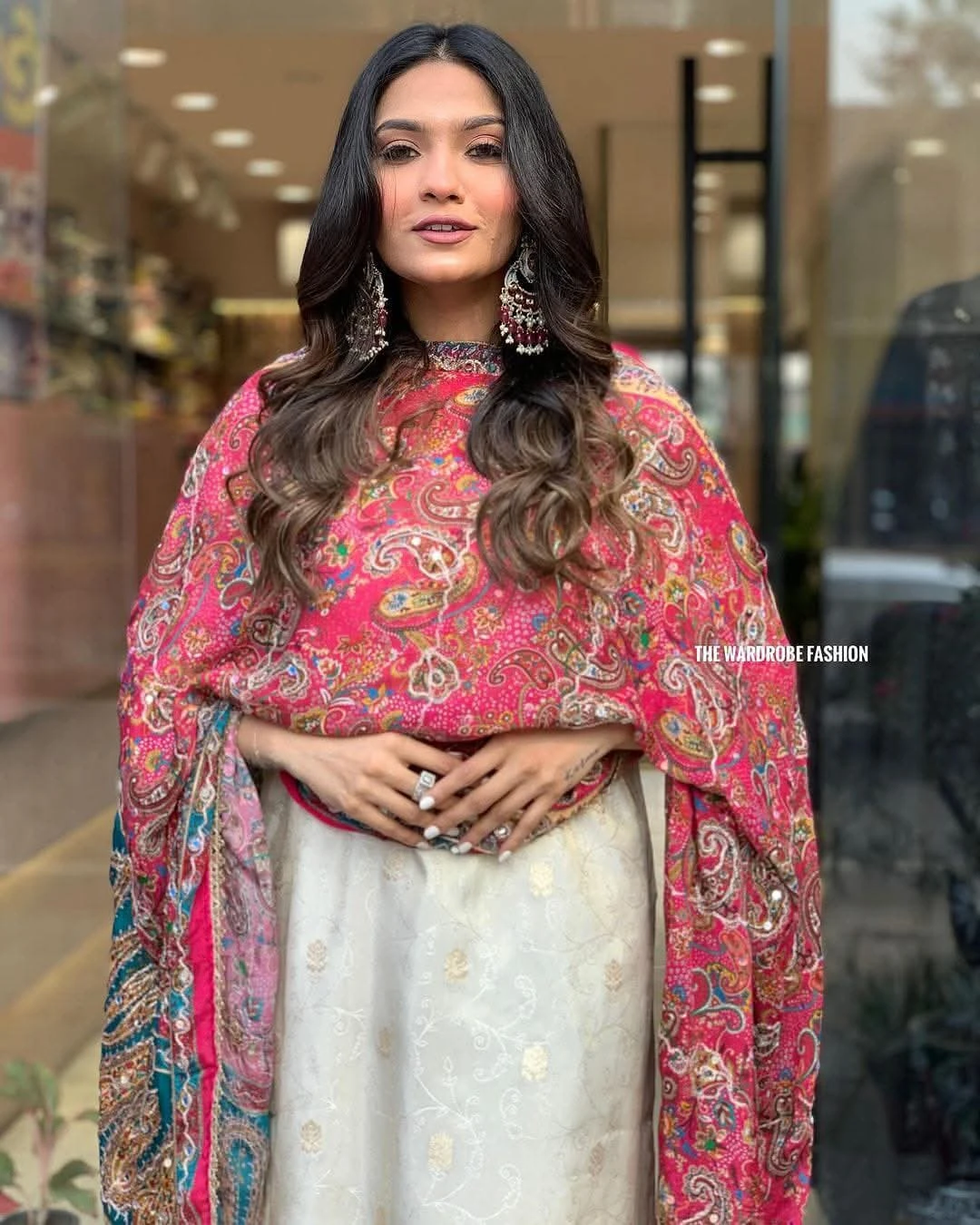 Regal Ivory Jacquard Anarkali Set with Paisley Digital Dupatta