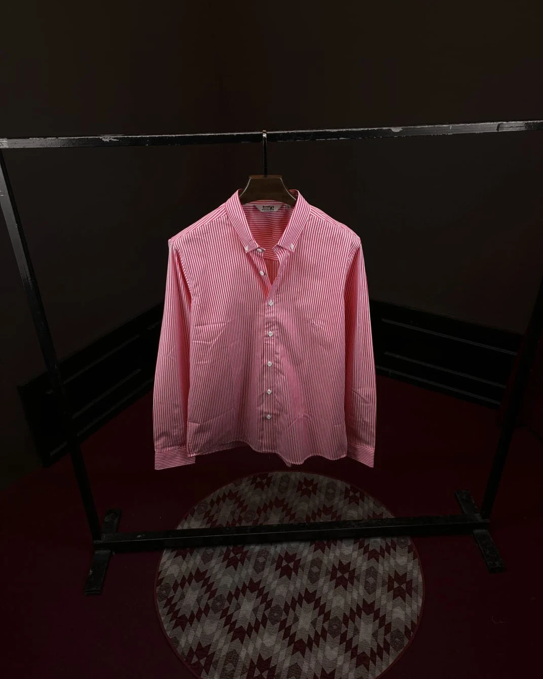 Bright Pink with White Vertical Stripes