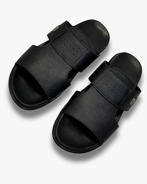Bowling Men’s Leather Sandal Black– Lightweight PU Sole & Soft Comfort Insole