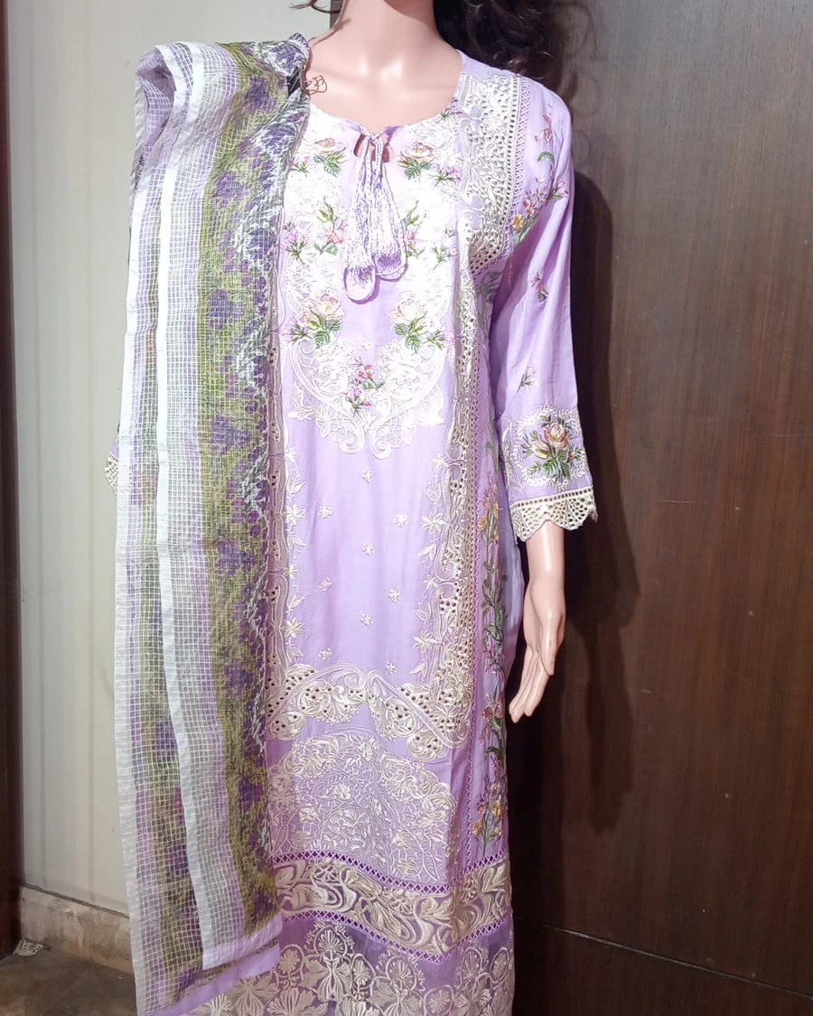 Lavanya Lilac Chikankari Cotton 3-Piece Suit