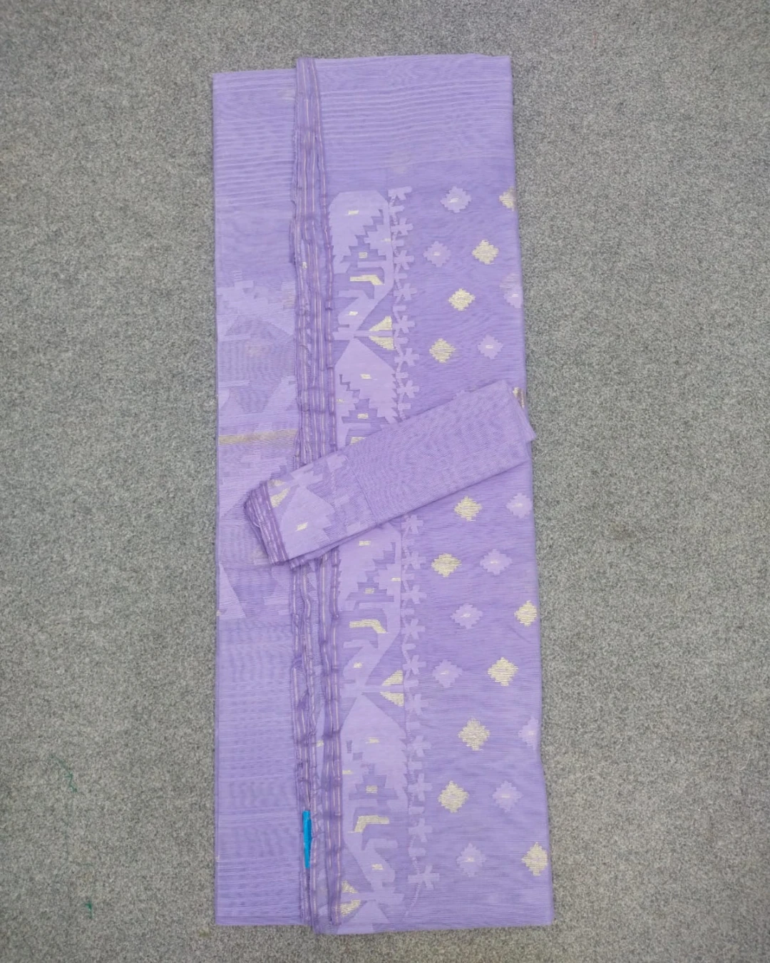 Lavender Purple Handloom Ransom Silk Jamdani Saree